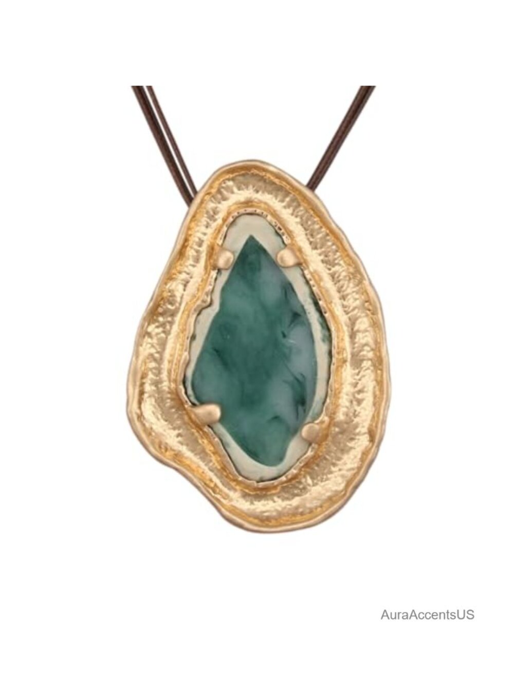 Long Faux Leather Cord Necklace Large Hammered Pendant Sweater Necklace